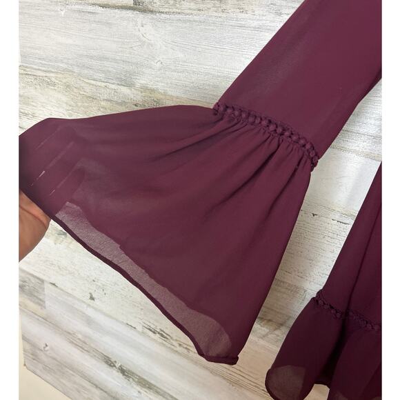 Altar'd State Women's S burgundy boho lace lightweight bell sleeve top blouse - Picture 5 of 6